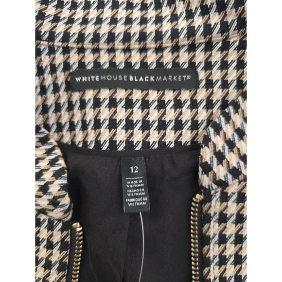 White House Black Market Women Plaid Front Zip Jacket Size 12 - Picture 9 of 12